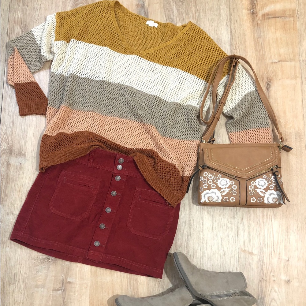 Free People Corduroy Mini Skirt Burgundy Size 28